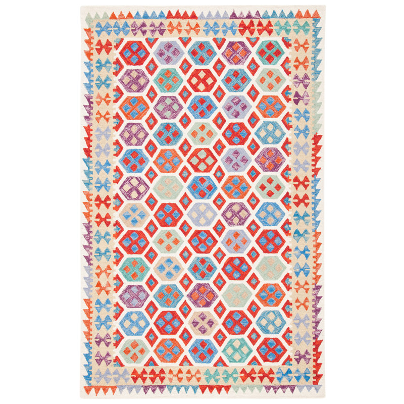 Horwich 410 Area Rug In Ivory / Red, Rectangle 8' x 10'