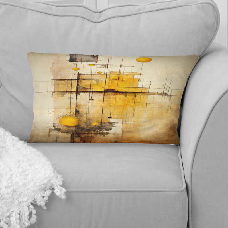 Enchanted Destruction - Illustration rétro - Coussin décoratif à imprimé géométrique abstrait