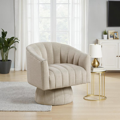 Florentina 27.5" Modern & Contemporary Swivel Chair - Velvet Barrel Back Chair with 360-Degree Swivel and High-Density Foam Seat.