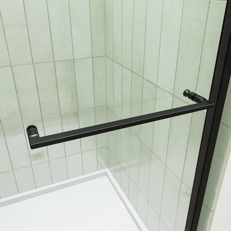 28-32"W X 72"H Left And Right Opening Universal Pivot Shower Door, Open Outside, With 1/4" And 5/16" Tempered Glass And Matted Black Finish