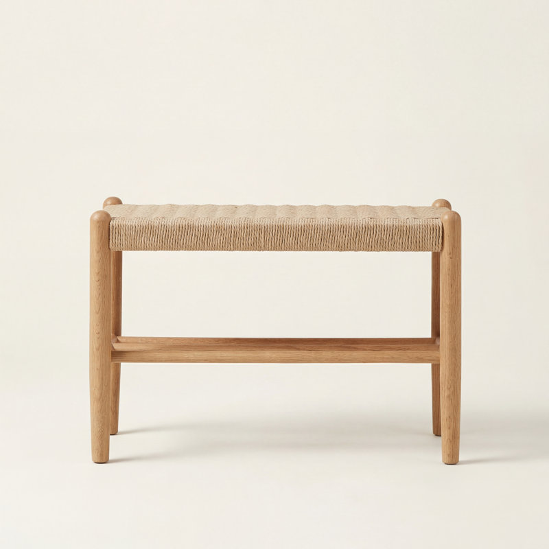 Solid Oak Assembled Shoe Bench with Shelf, 60cm, Oak Wood
