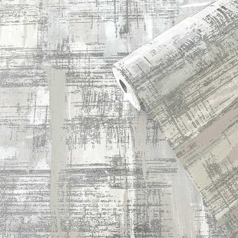 Rouleau de papier peint abstrait lustré métallique, Argent argent
