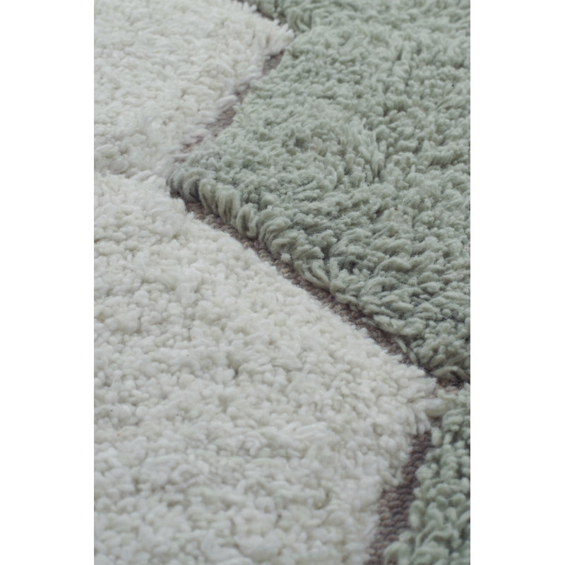 Washable Round Rug Honeycomb Blue Sage