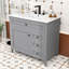 Meuble-lavabo autoportant moderne avec lavabo en céramique durable, tablette réglable et rangement spacieux-1698497722
