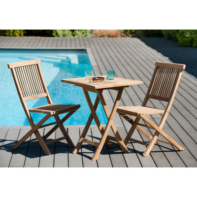 Woehler 2 - Person Teak Wood Patio Dining Set with Square Table
