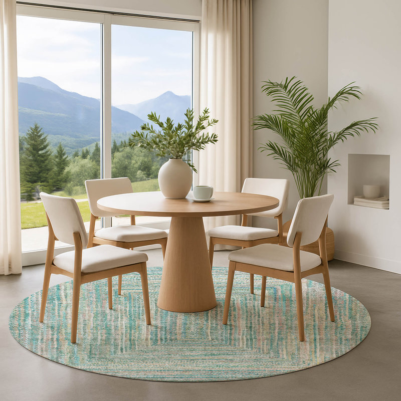 Premium Machine Washable Lubbers AMF1726 Geometric Rug, Round 8'
