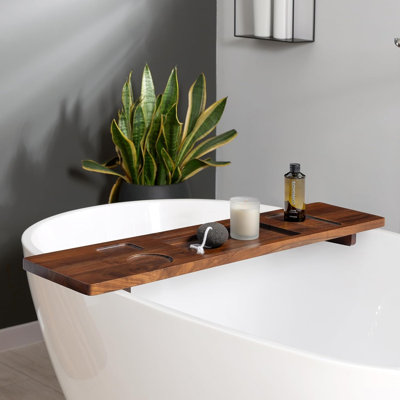 Serviteur de bain de luxe robuste, conception anti-dérapante et sans oscillation, organisateur de spa résistant à l'eau avec verre à vin, support pour téléphone