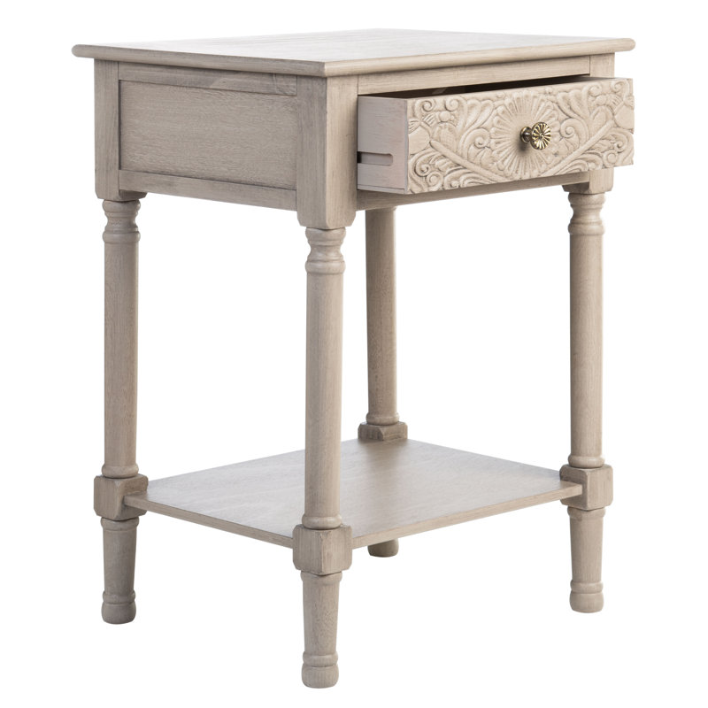 Peters End Table with Storage, Beige