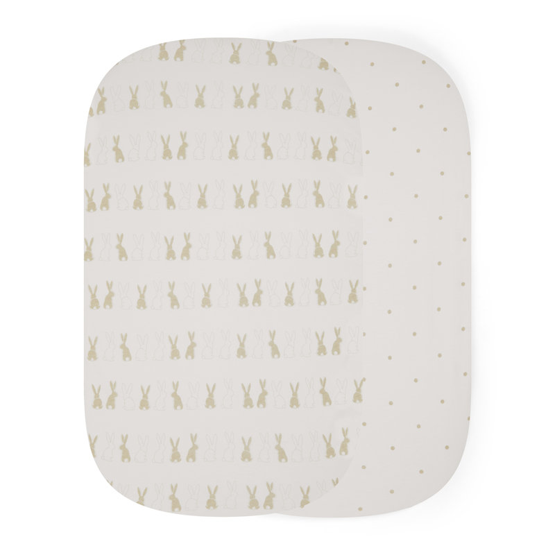 2 PACK FITTED CRIB SHEETS - BUNNYCHINO