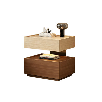 19.69"W Vintage Luxury Multi-layer Modular Floating Nightstand With Motion Sensor Led Light Harmonious Layered Tone Combination