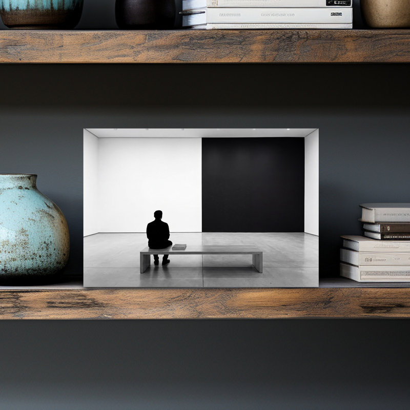 Man In Art Gallery by Andreas Magnusson - Wrapped Canvas Print, 30.48 cm H x 45.72 cm W