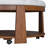 Large round ottoman coffee table | 2-tier button tufted design | wood shelf storage | waterproof linen upholstery | wheeled footrest