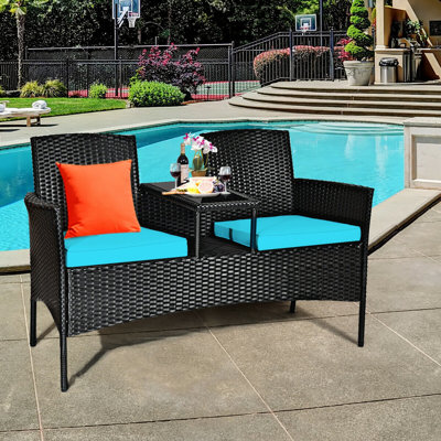 Outdoor Rattan 54.5'' Wide Conversation Furniture Set With Table