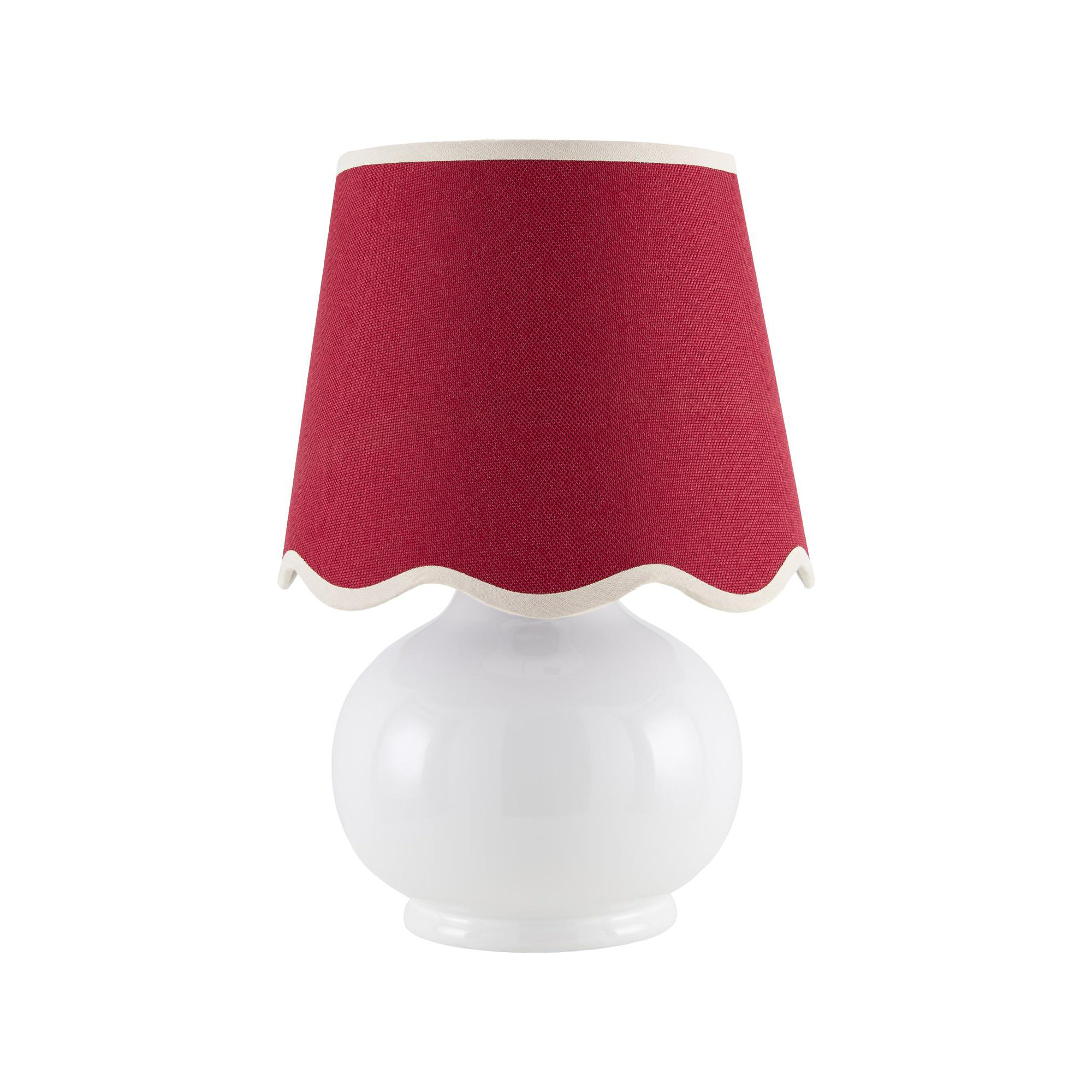 Momsen Colored Scallop Shade Lamp, High Gloss White, Red