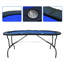 Table de poker pliante de 73 pouces, table de poker pliable ovale en feutre avec pieds en acier inoxydable et 8 porte-gobelets intégrés-102479056