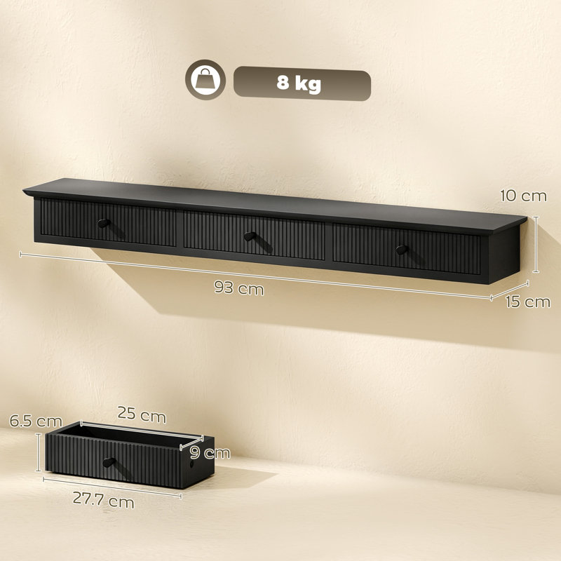 93 cm W Wall Mounted Shelving Unit, Painted