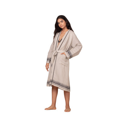 Cotton Blend Mid-Calf Bathrobe with Pockets