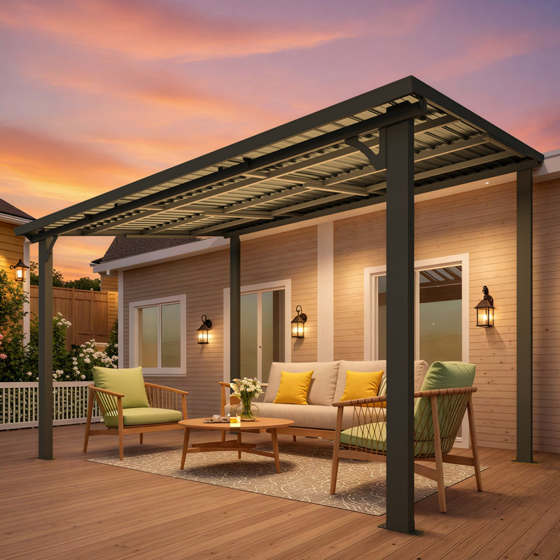 Hardtop Gazebo With Galvanized Steel Sloping Roof, 12' W x 8' D
