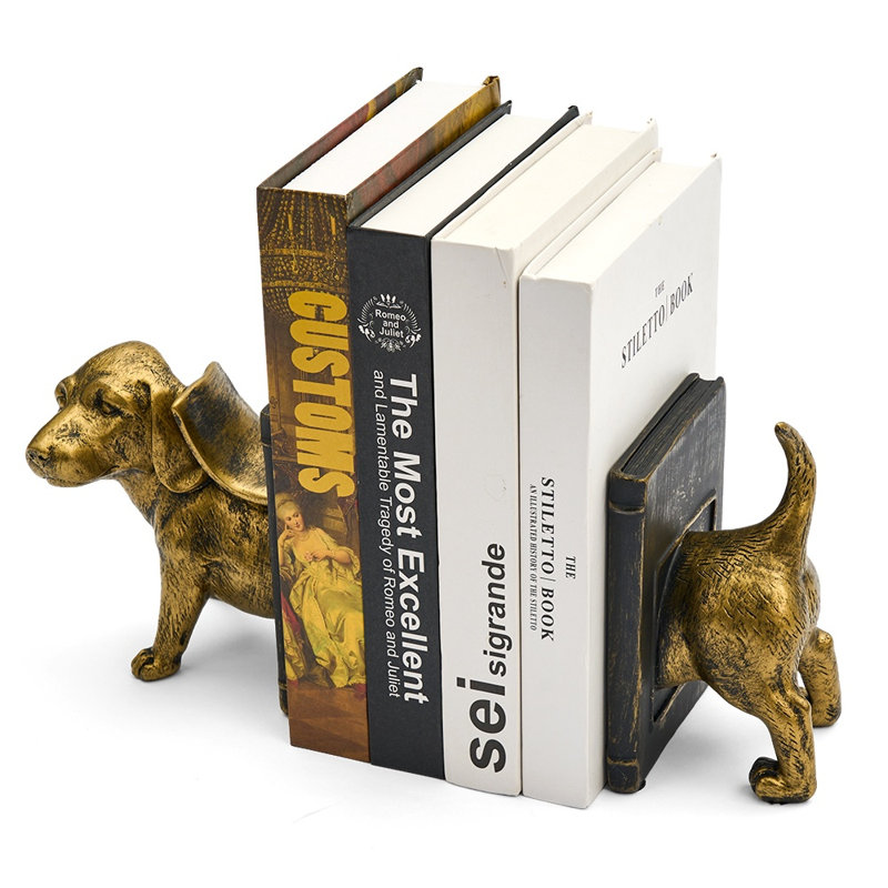 Serre-livres décoratifs en résine pour teckel 2 pièces