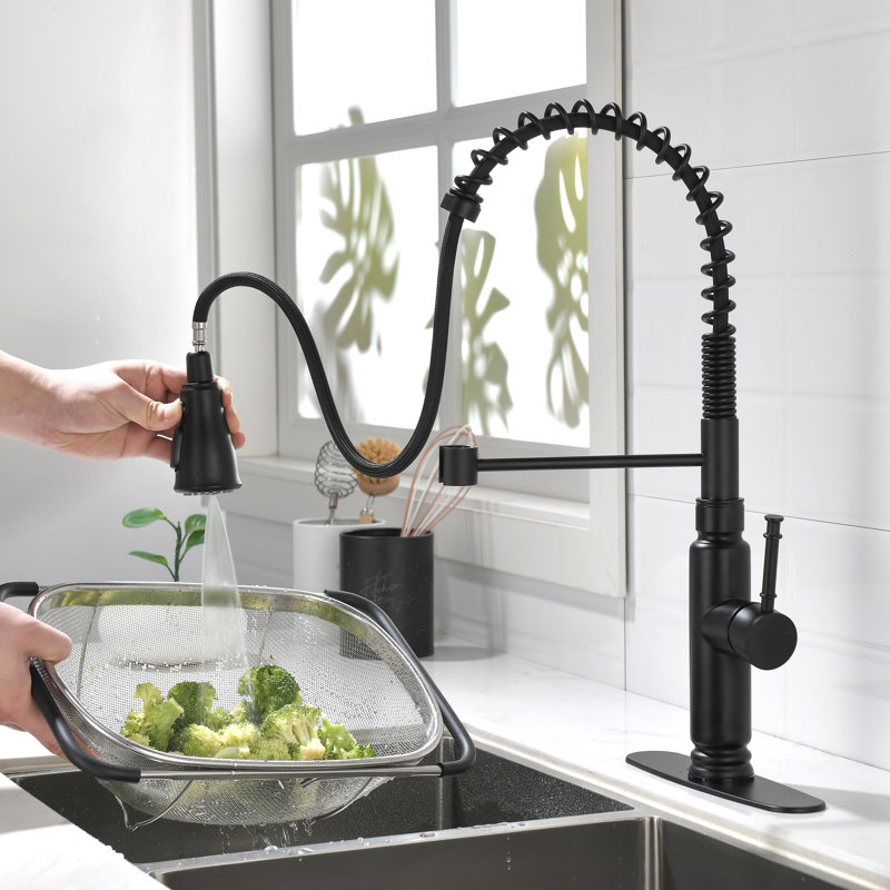 Home Adores Pull Down Kitchen Faucet, Black