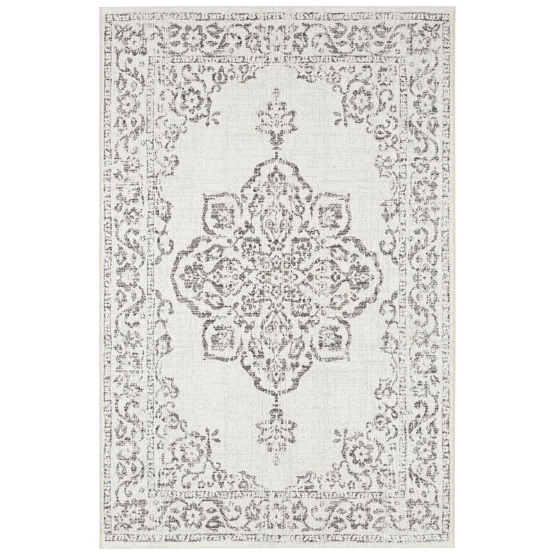 Beach Flatweave Cream/Grey Rug, Rectangle 160 x 230cm