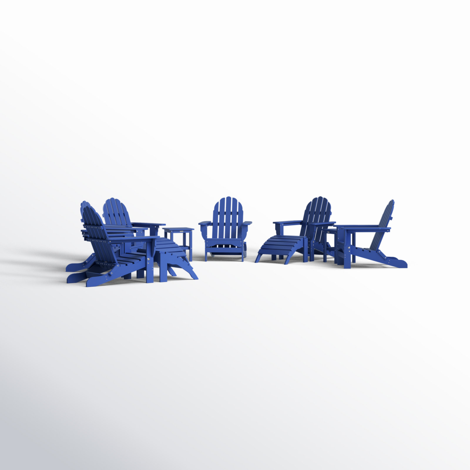 Leighton Foldable Outdoor Adirondack Set, Royal Blue