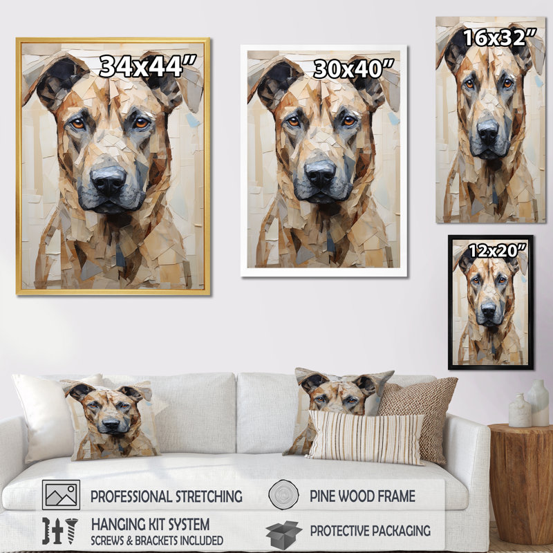 " Belgian Malinois Handsome Portrait ", 20" H x 12" W x 1" D, White Single Picture Framed