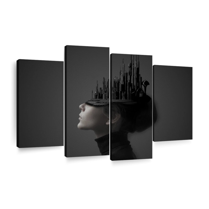 Bizarre Woman Portrait Multi Piece Canvas Print, H 42 po x l 68 po x P 1,25 po