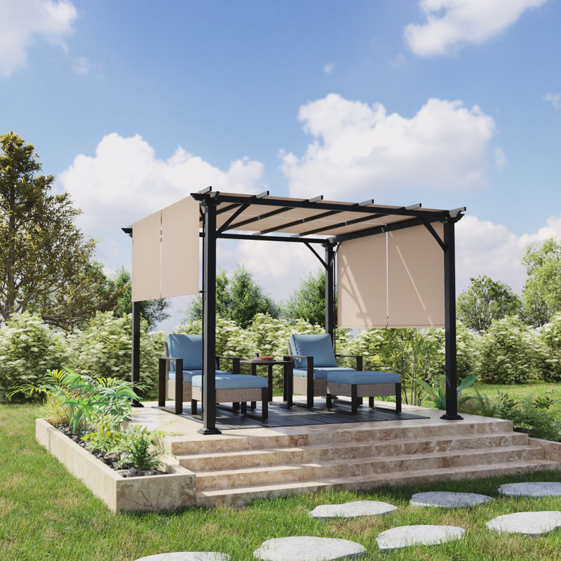 Pavillon de jardin permanent en métal L 10 pi. Pergola en métal avec auvent