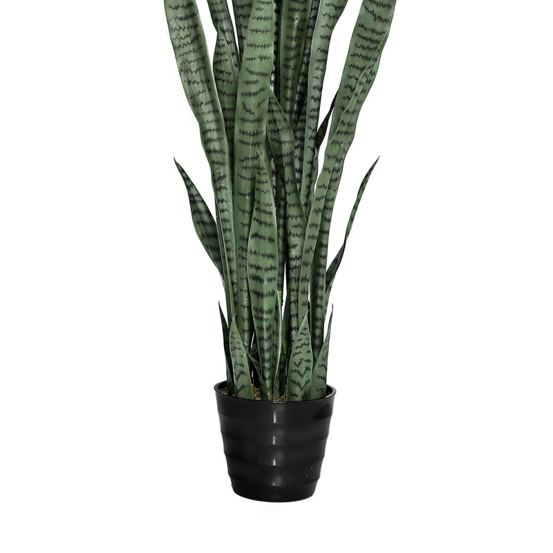 Plante de serpent artificielle Sansevieria en pot, Vert foncé, H 48 po x l 15 po 