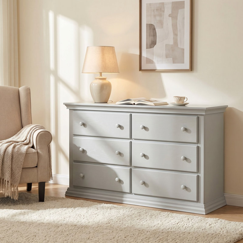 56 " W 6 - Drawer Dresser, Gray