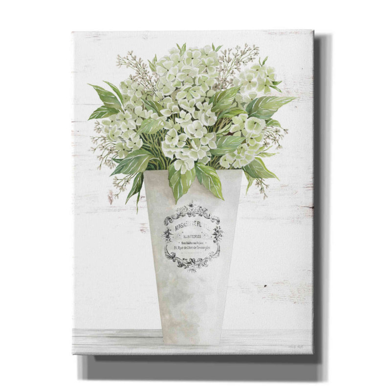 «Les Fleurs Hortensia» par Cindy Jacobs, art mural sur toile, H 16 po x l 12 po x P 0,75 po