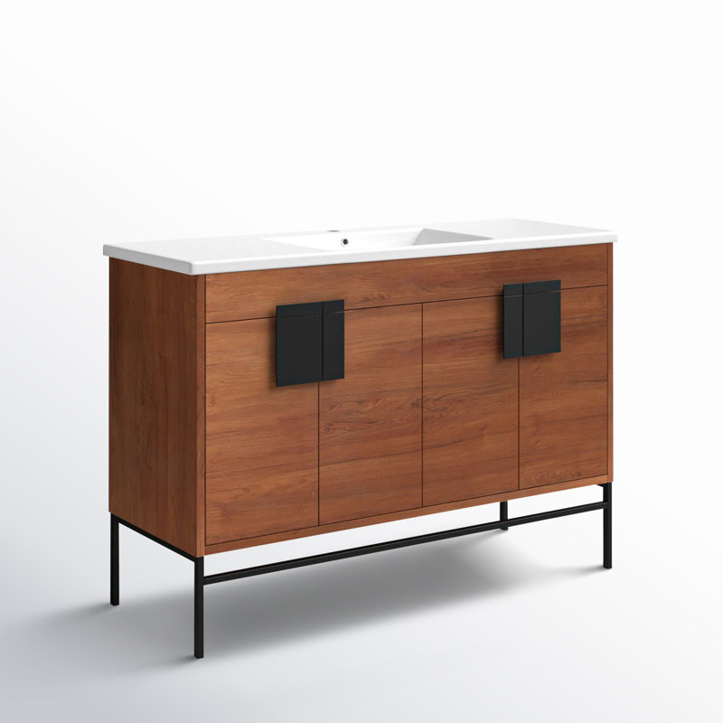 Ensemble de meuble-lavabo simple 48 po Maisie, Noir, Noyer épicé