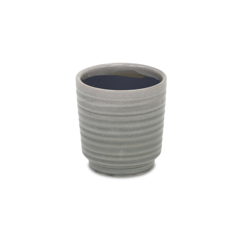 Mosley Handmade Ceramic Pot Planter, Gray, 4" H x 3.75" W x 3.75" D 