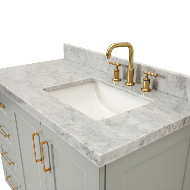ARIEL TAYLOR 43 IN RIGHT OFFSET RECTANGLE SINK VANITY, Gray, Rectangle, Right
