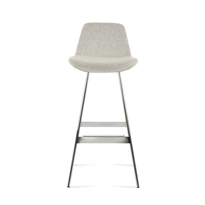 Tabouret Pera Balat, Chrome chrome, Laine argentée, Tabouret de comptoir (siège d'une hauteur de 24 p