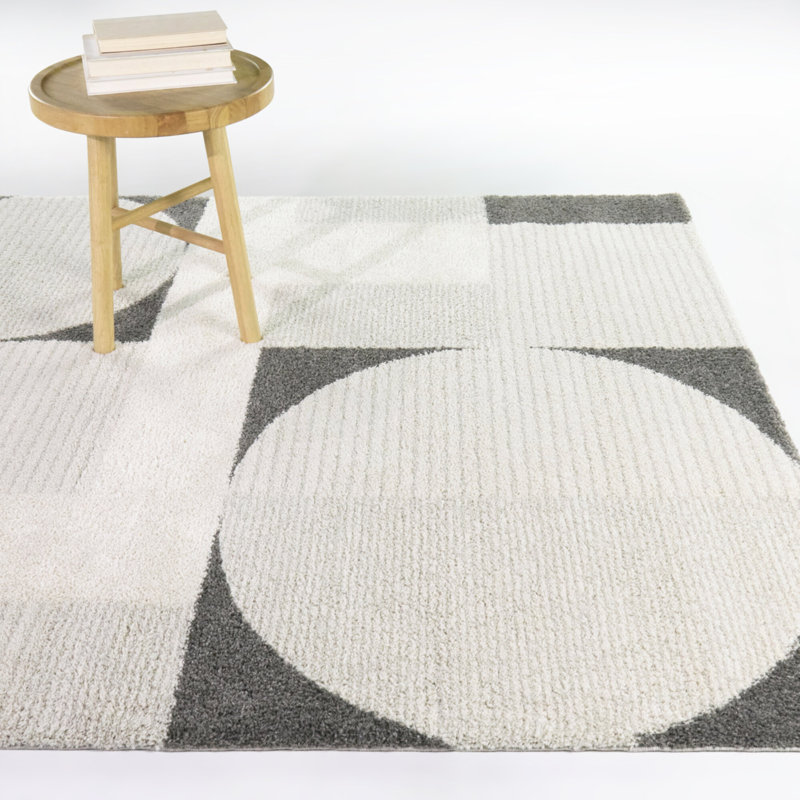 Hayley Grey Modern Geometric Area Rug, Rectangle 5'3" x 7'