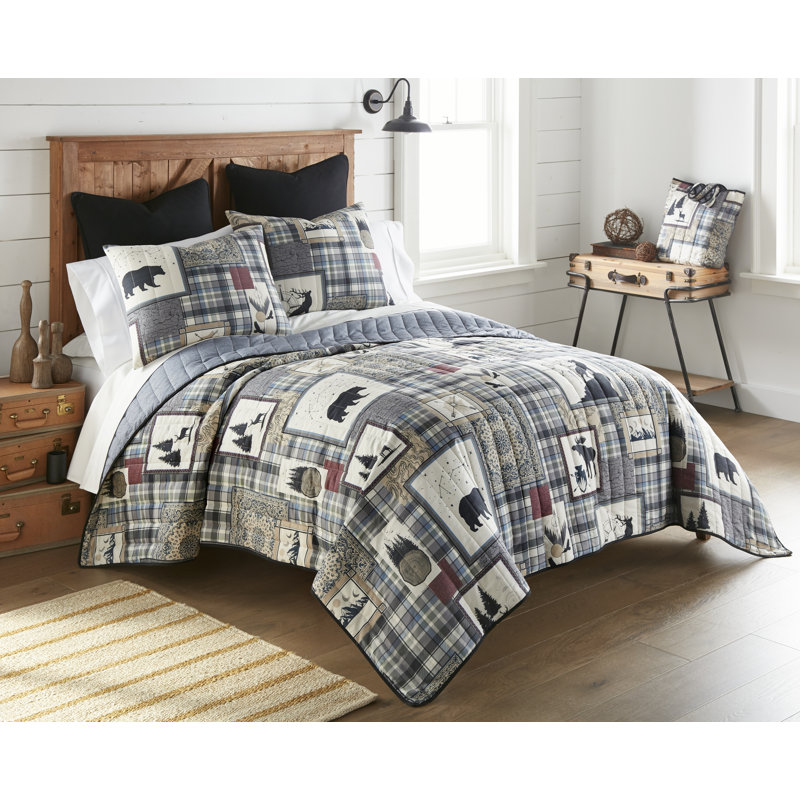 Forest Plaid Quilt, Queen Quilt + 2 Shams