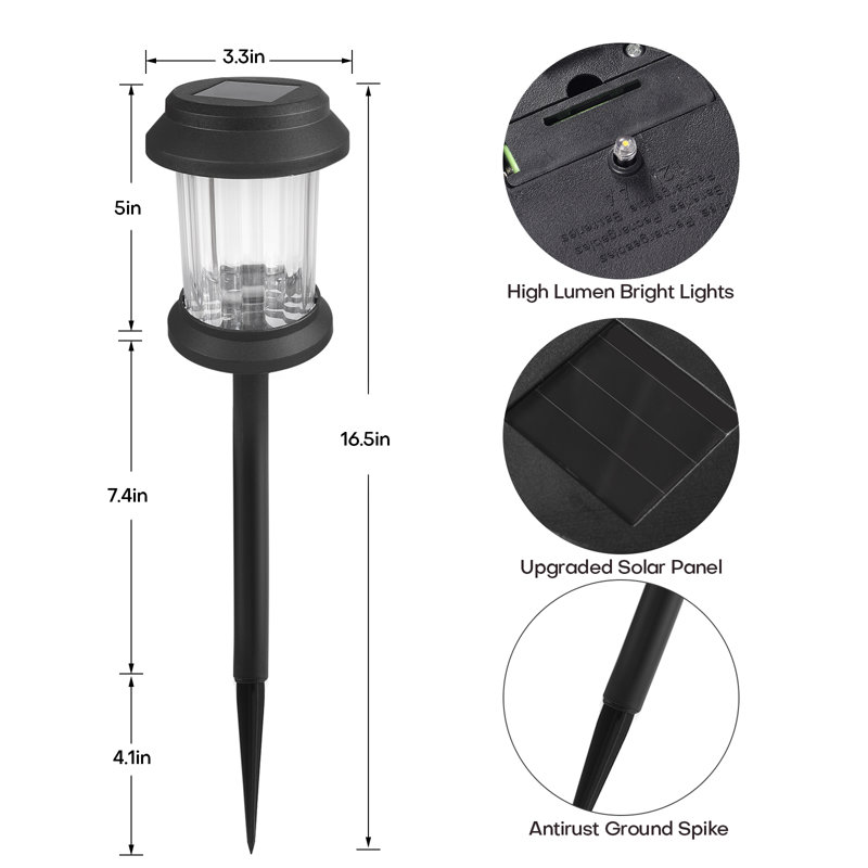 Black Solar Powered LED Pathway Light Pack, Set of 6