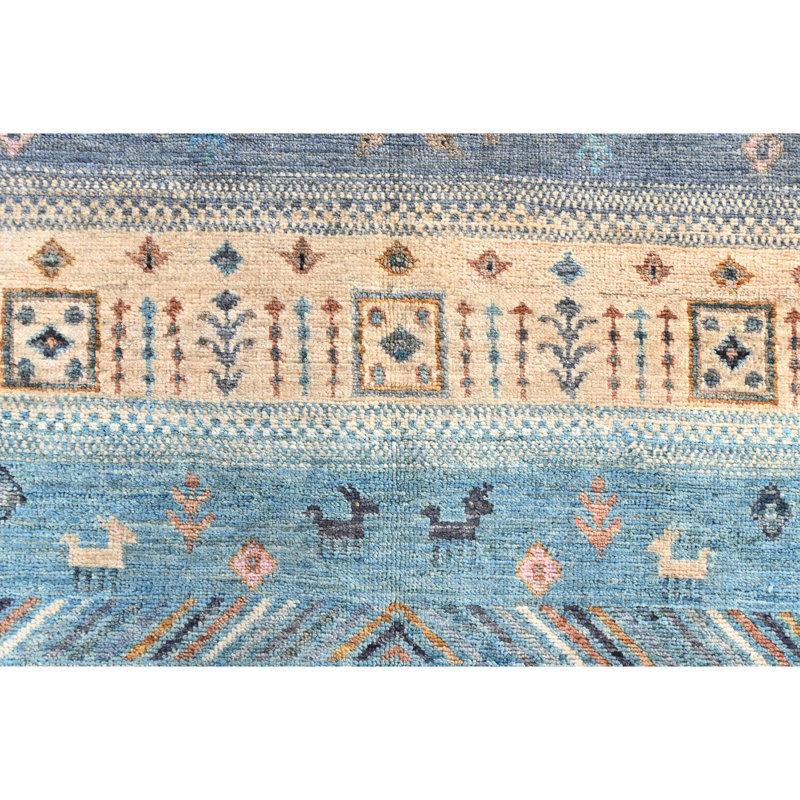 Hand Knotted Wool Area Rug in Multi