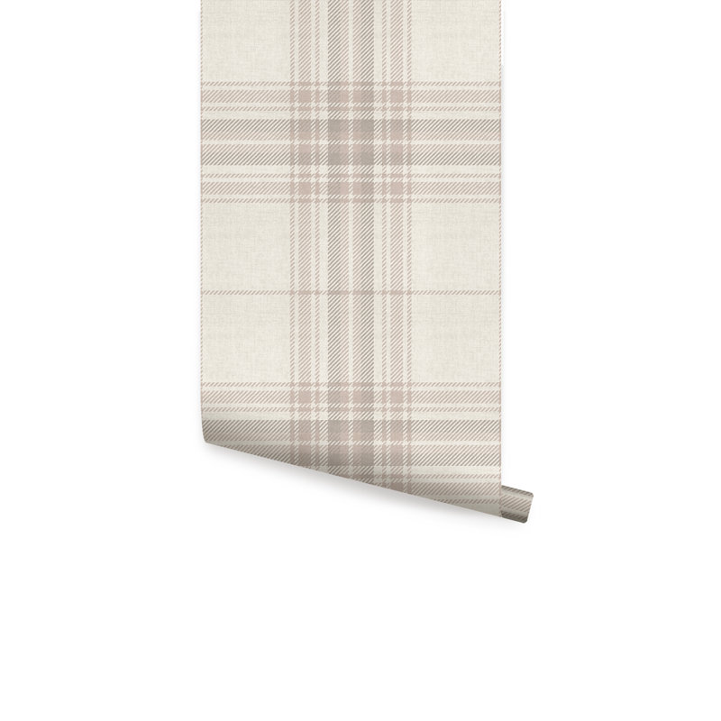 Papier peint à carreaux douillet, Blanc cassé