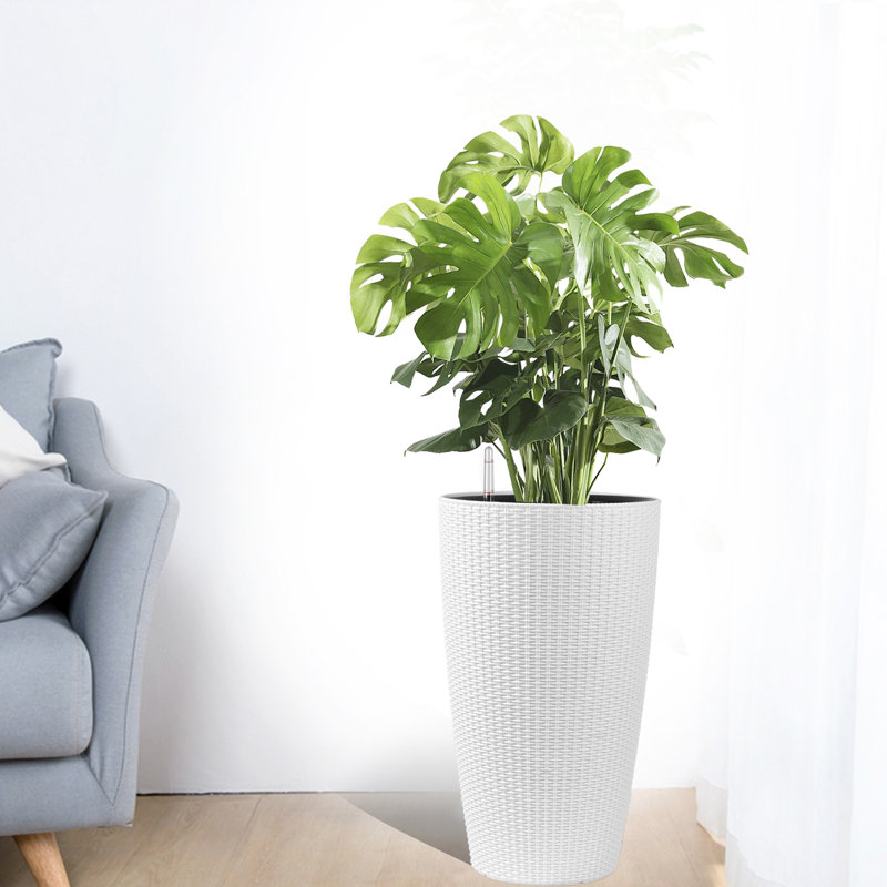 22 Inch White Faux Planters For Indoor Outdoor Use, Automatic Watering System And Water Level Monitor, Compatible With Different Plant Kinds Of 2 Suitable Decorating Spaces Growing Plants