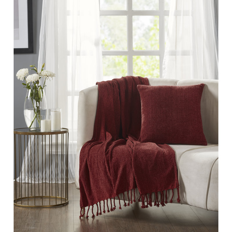 Ensemble de coussins décoratifs de luxe 100% polyester Enrich Collection, Bourgogne