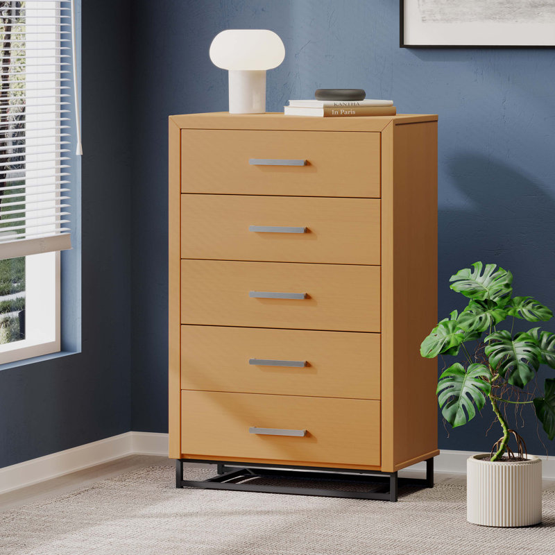 Commode 5 tiroirs 31,25 po Emilyanne, Érable / noir