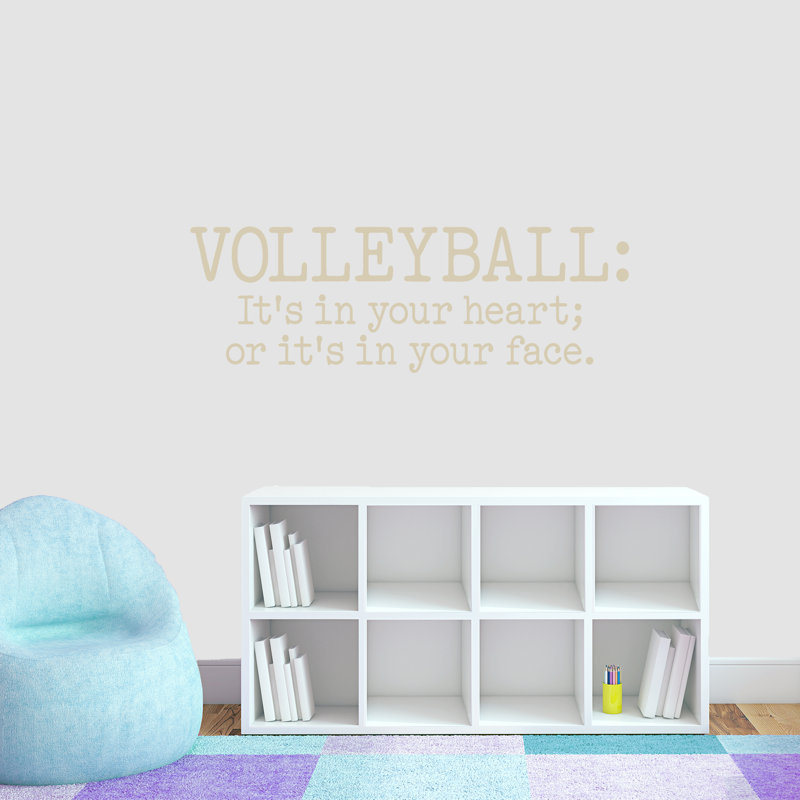 Décalcomanie murale coeur volleyball, Beige clair, Oui