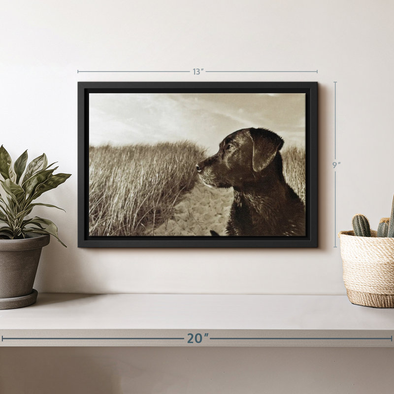 Black Lab At The Beach Canvas Print, 9" H x 13" W