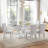 Glass Dining Table, 63" Clear Tempered Glass Top and Double O-Shaped Glossy MDF Base-279387166
