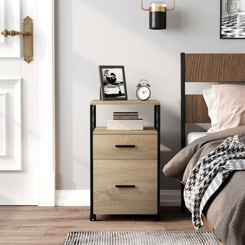Nisaiah 40cm Wide 2 -Drawer Mobile File Cabinet, Light Woodlook