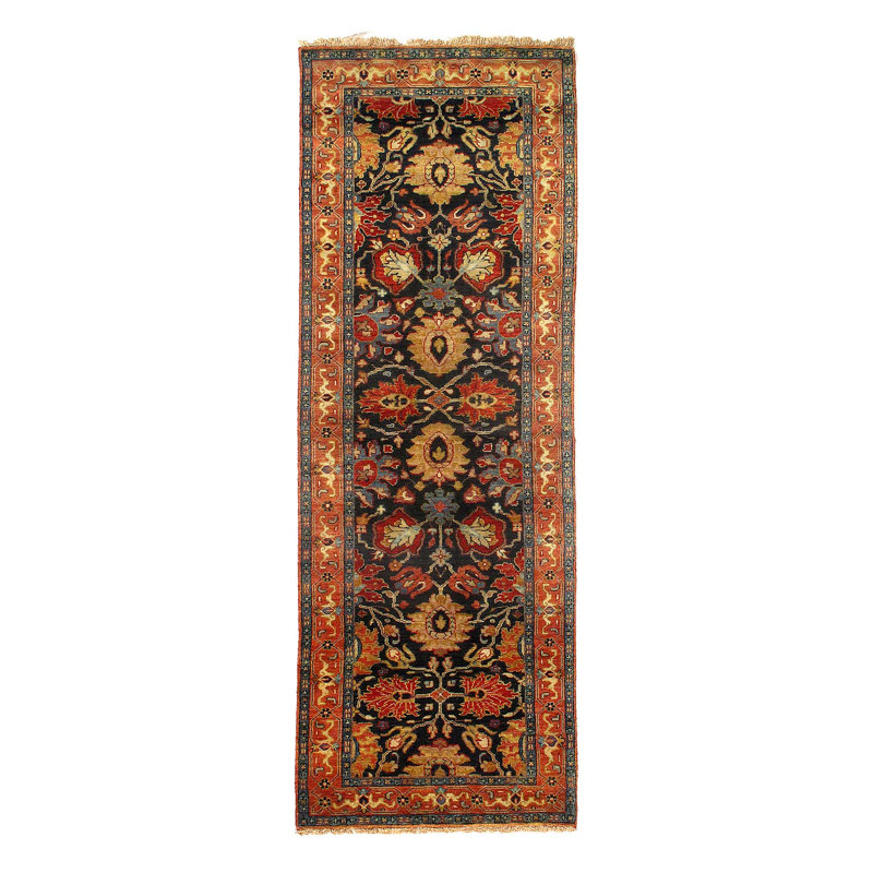 Chemin de table Tabriz 2 pi 7 pi x 7 pi noué à la main bleu marine