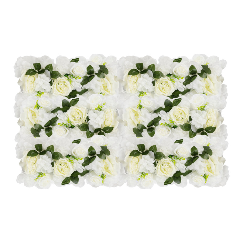 Wall Panel Arrangement Artificial Flower Wall Background, White